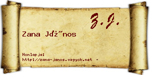 Zana János névjegykártya